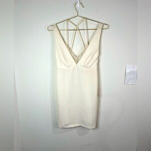 Forever 21 Women’s White Lace Mini Dress Size Small Sleeveless Back Detail 32”